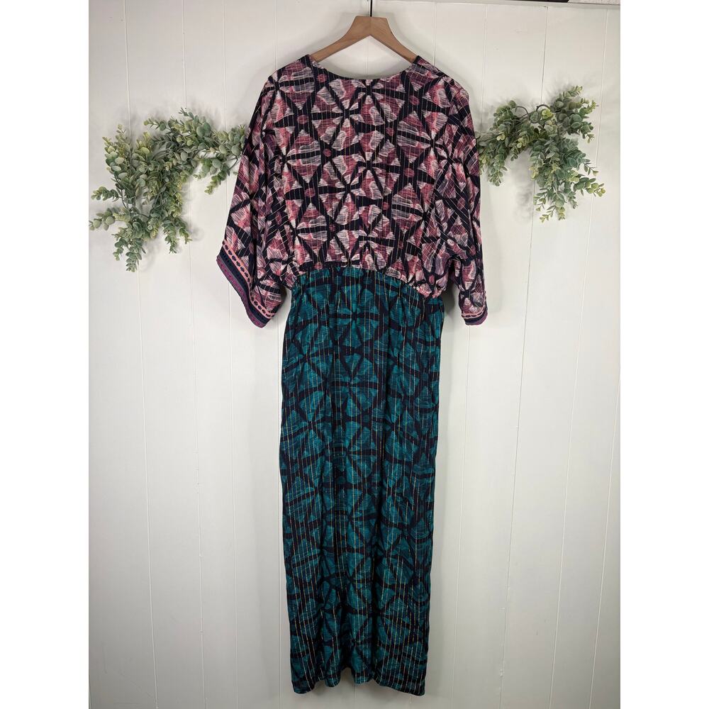 Anthropologie Bl-nk London Lisette Kimono Sleeve Max Dress XL Boho Metallic - Picture 8 of 10